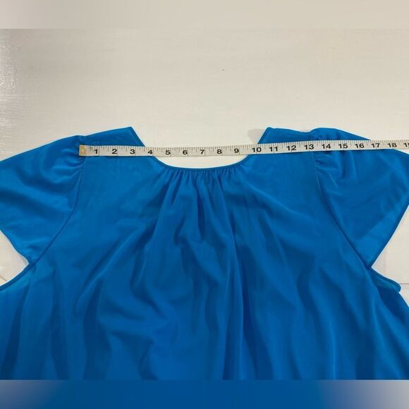 Shadow Line Night Gown Women's Medium Blue Short Sleeve Sleepwear - Picture 8 of 11